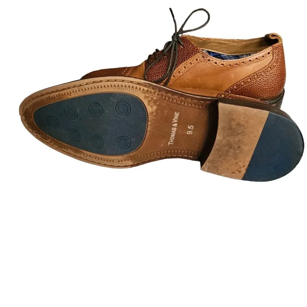 Thomas & Vine Lincoln Wingtip Oxford‎ Cognac Leather 9.5